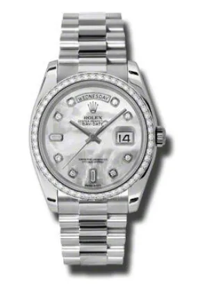 Rolex Day-Date Mother Of Pearl Dial Platinum President Automatic Ladies Watch 118346MDP