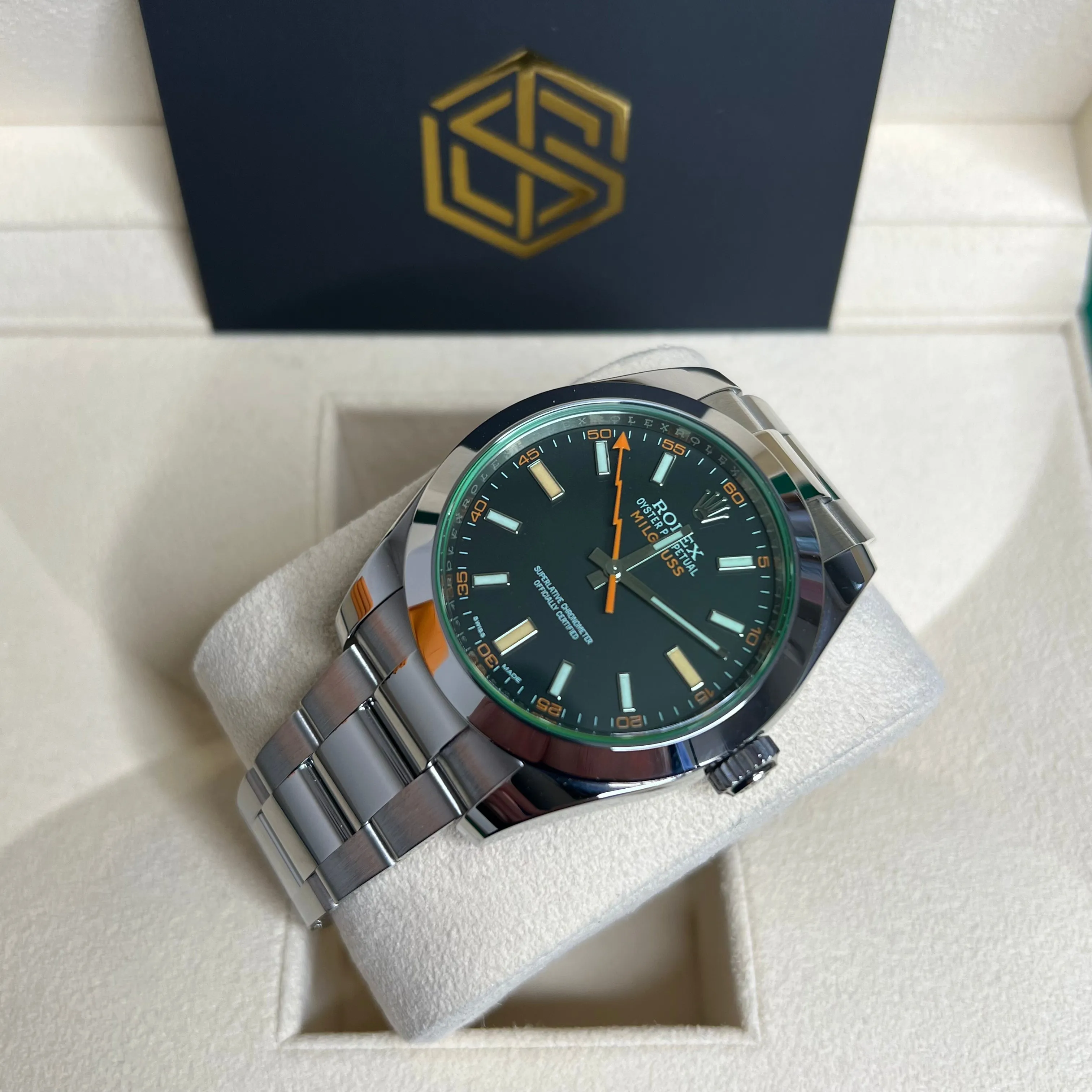 Rolex Milgauss 116400GV 2021 Black Dial Mint Condition Full Set Watch