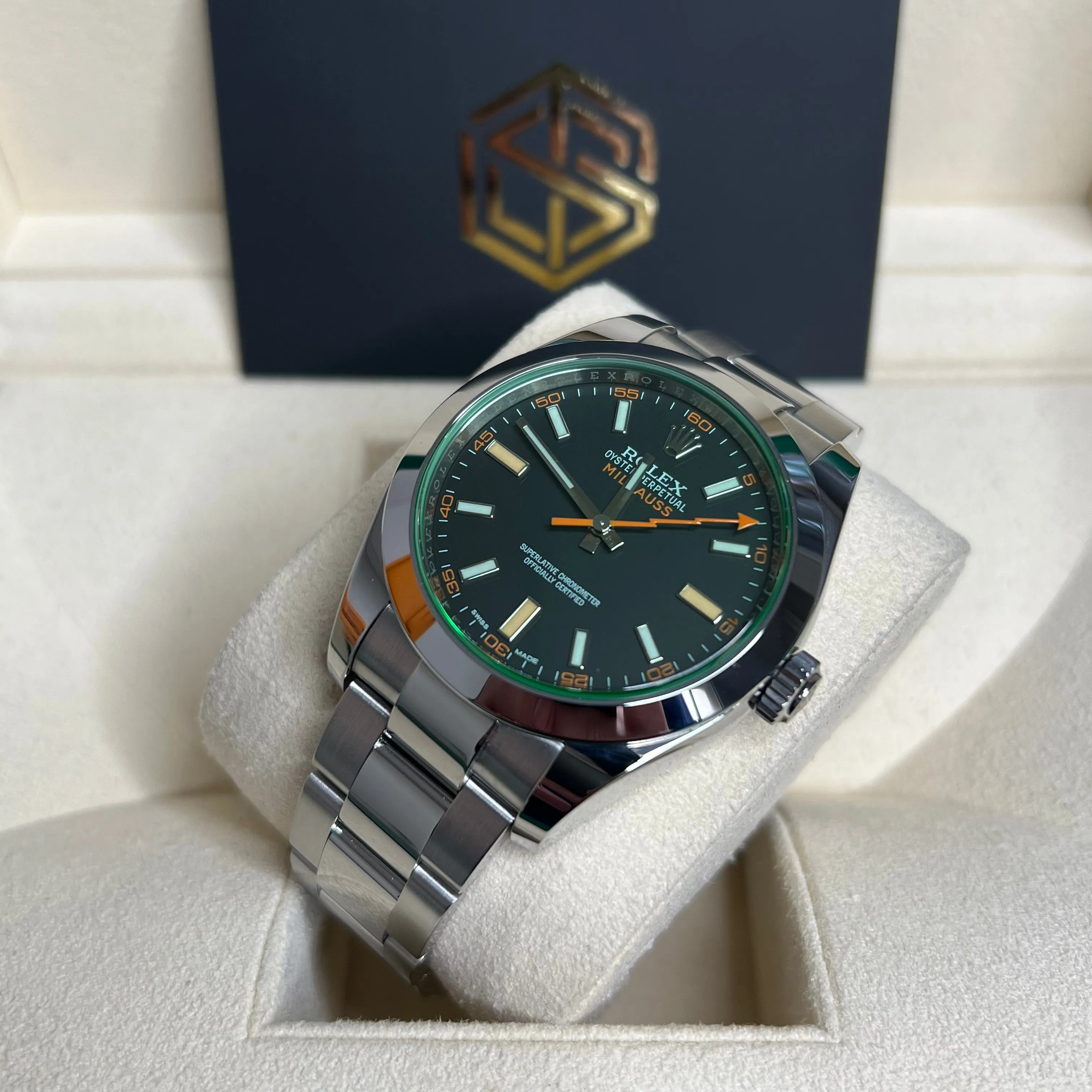 Rolex Milgauss 116400GV 2021 Black Dial Mint Condition Full Set Watch