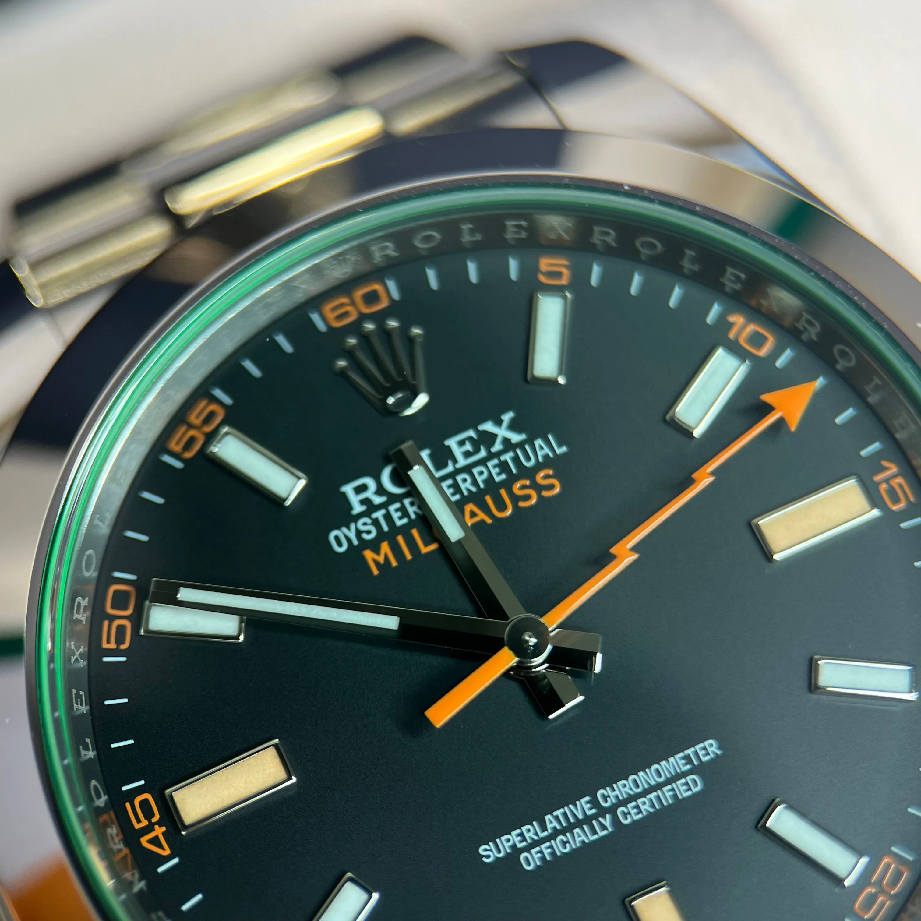 Rolex Milgauss 116400GV 2021 Black Dial Mint Condition Full Set Watch