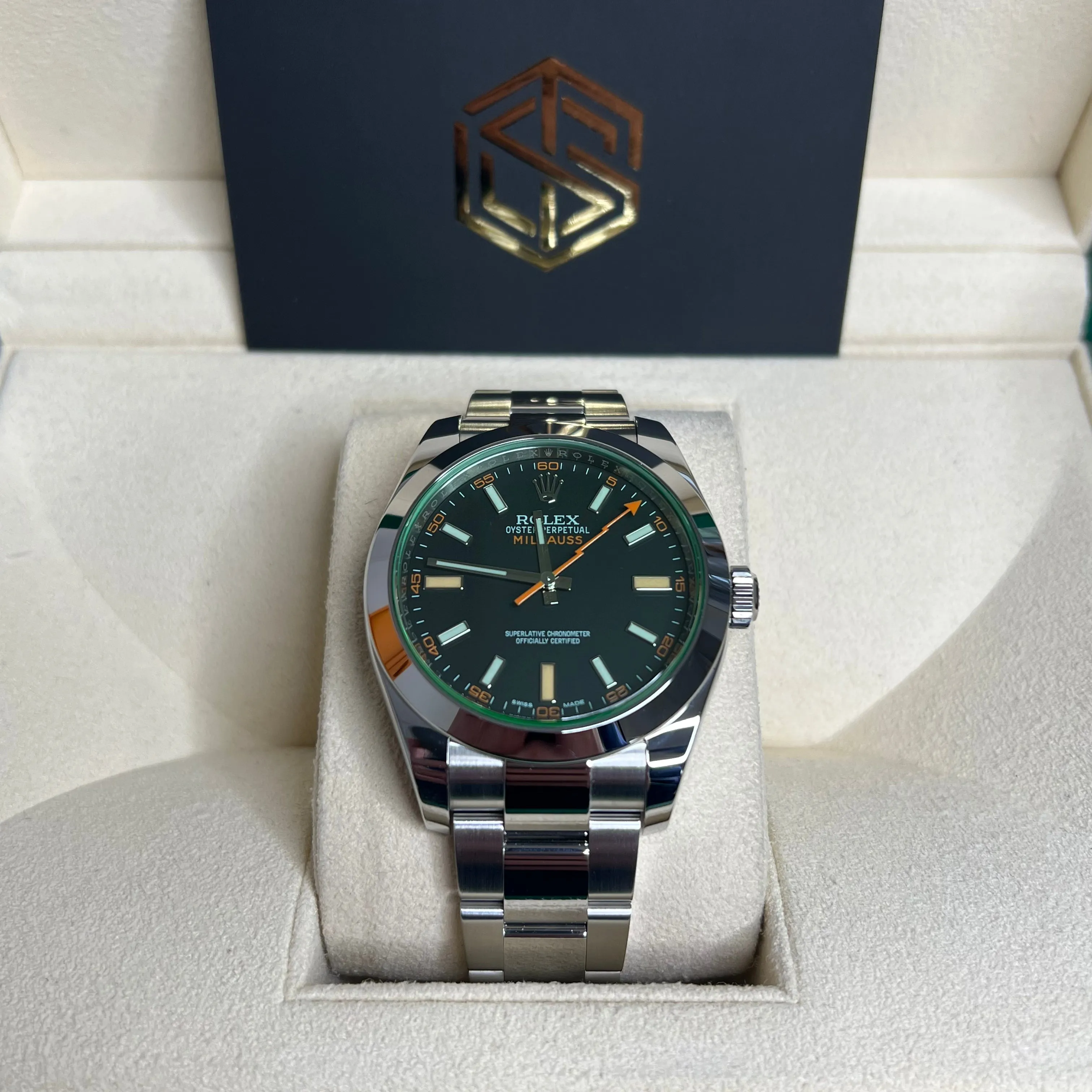 Rolex Milgauss 116400GV 2021 Black Dial Mint Condition Full Set Watch