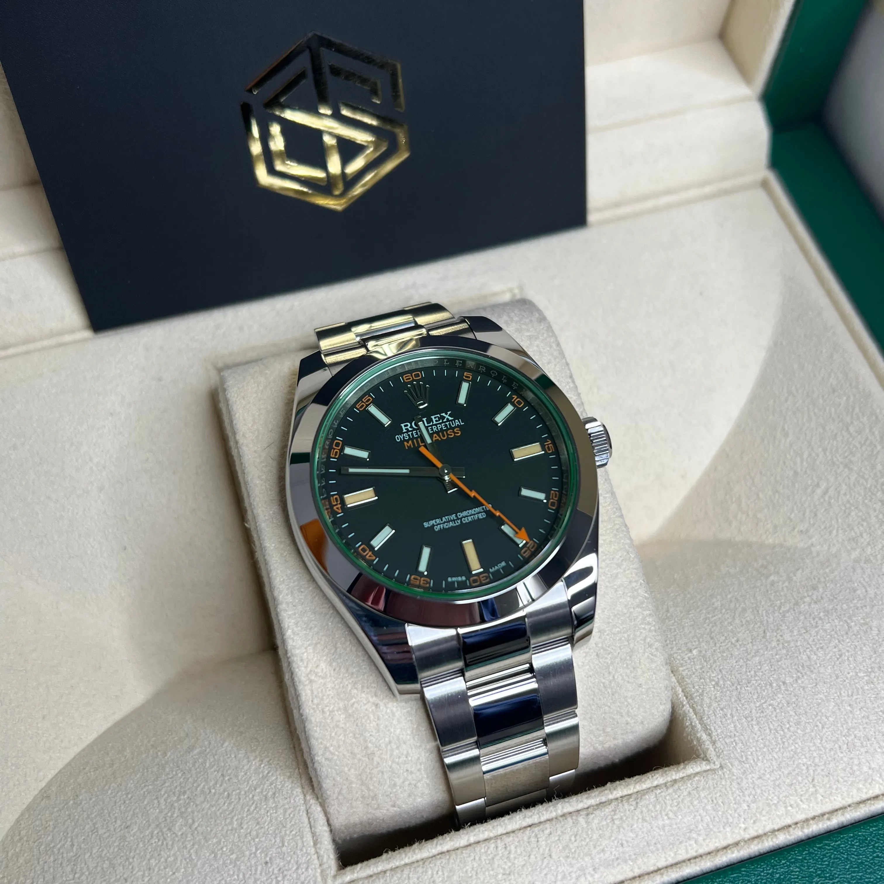 Rolex Milgauss 116400GV 2021 Black Dial Mint Condition Full Set Watch