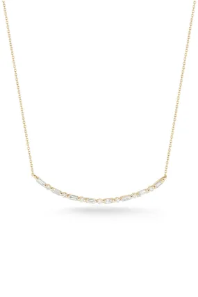 Sadie Pearl Baguette Long Bar Necklace - Yellow Gold