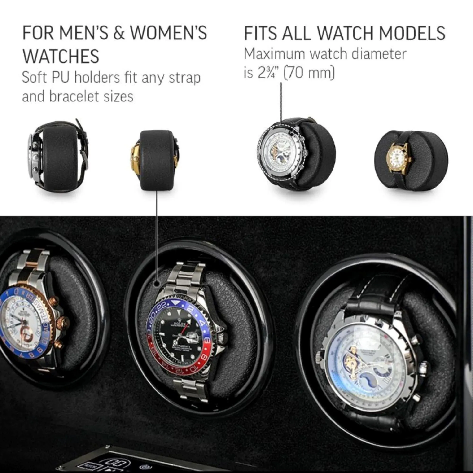 Seconds - Sydney Watch Winder Box for 6 Watches in Black (g)