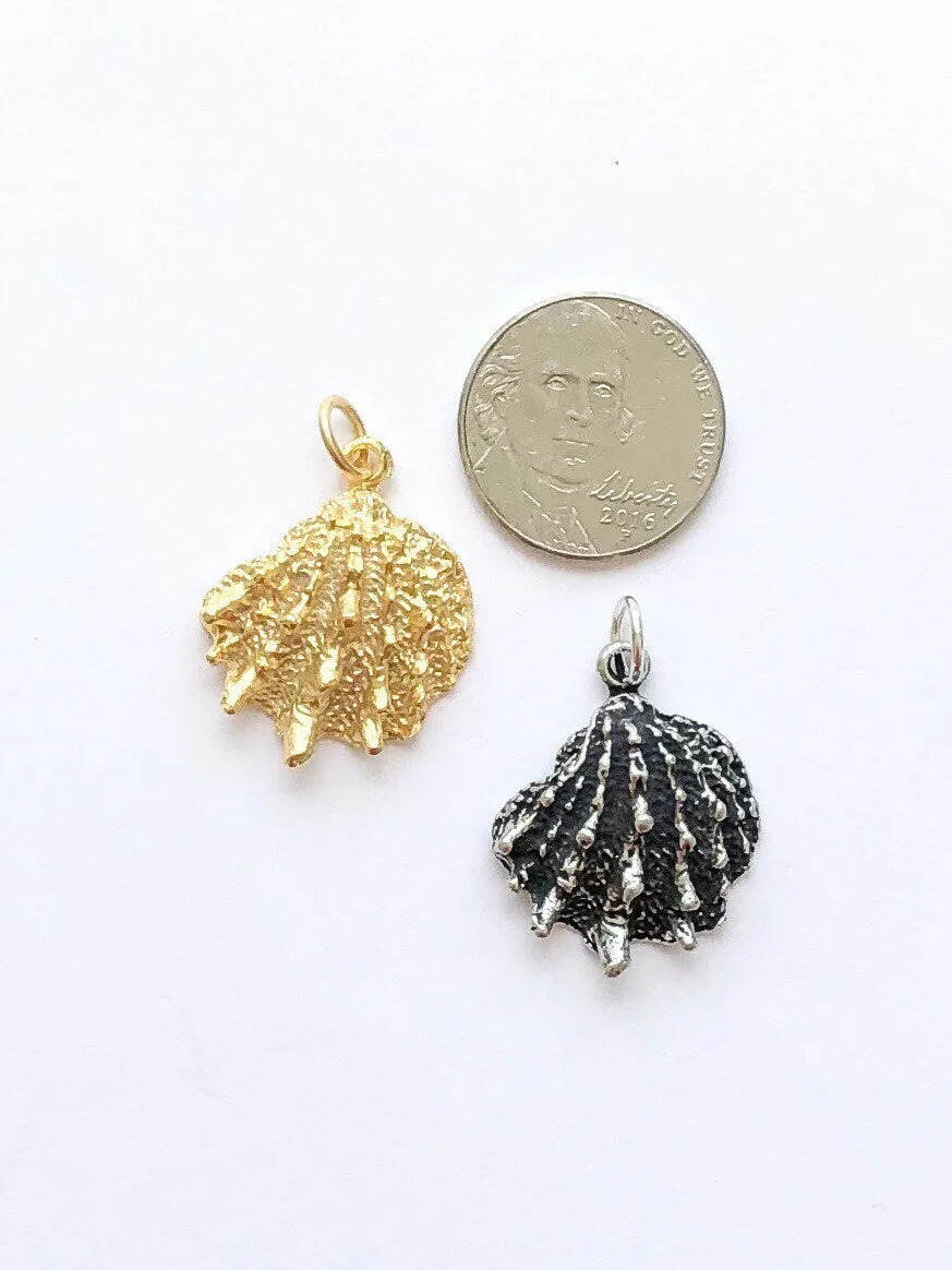 Shell Charm, Shell Pendant, Gold Charm, Charm Bracelet, Summer Jewelry, Beach Jewelry, Spiny Jewel Box Oyster Shell