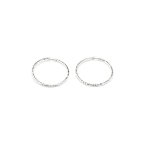 Silver Plated Diamond Cut Big Spring Clip-On Hoop Earrings