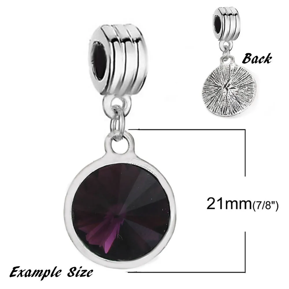 Sparkles  January  Birthstone charms Dangling Spacer Beads for Bracelets or Necklace European Compatible