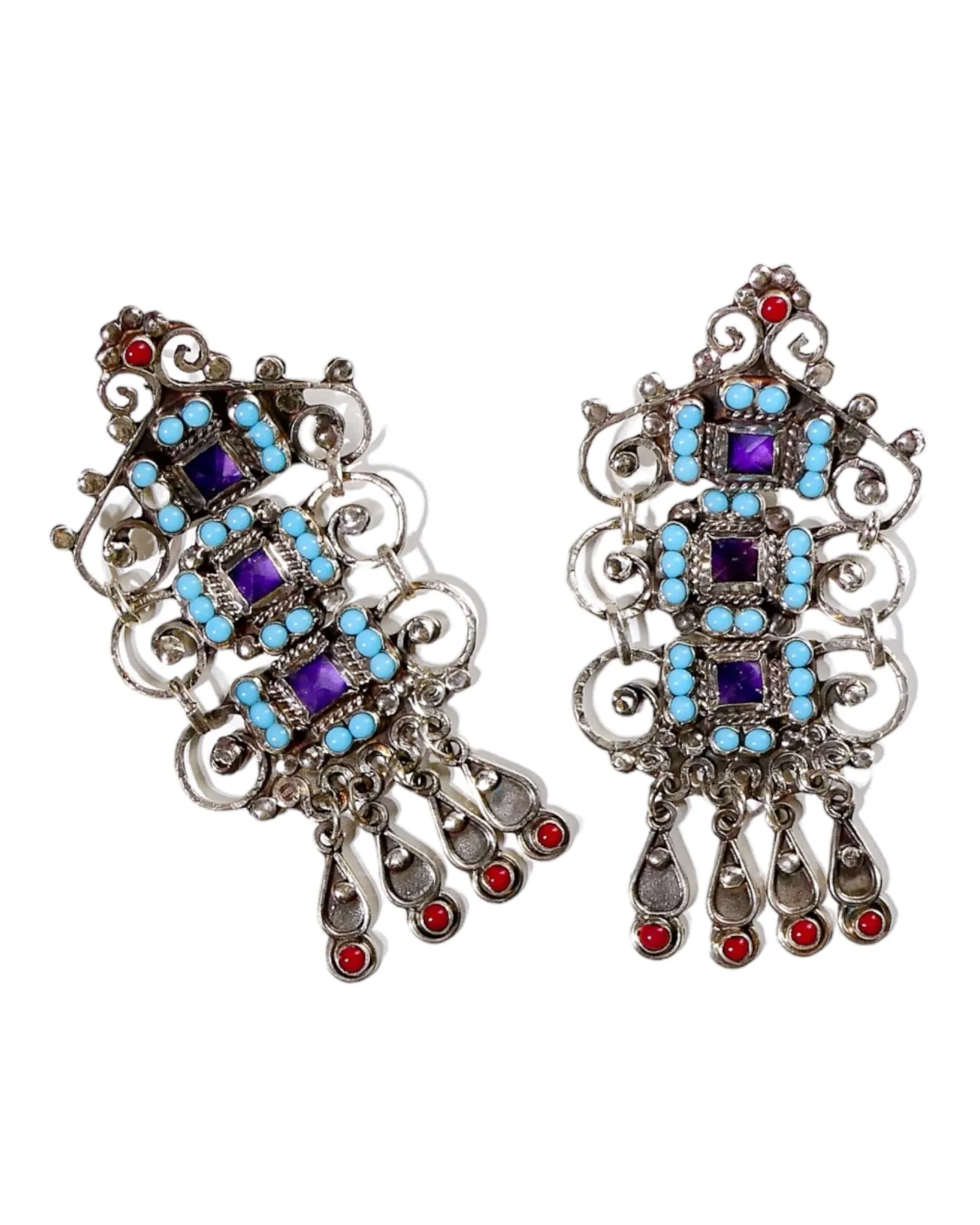 Sterling Silver Southwestern Style Chandelier Earrings