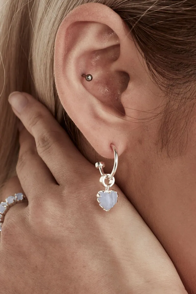 Stolen Girlfriends Club Jewellery - Love Anchor Earrings, Blue Lace Agate/ Sterling Silver