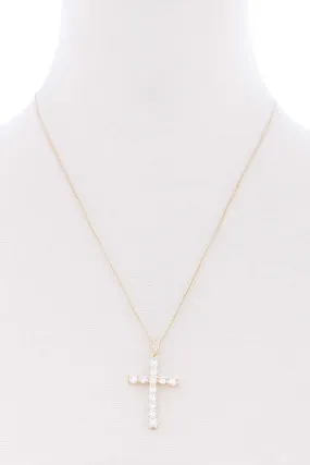 Stone Cross Pendant Necklace
