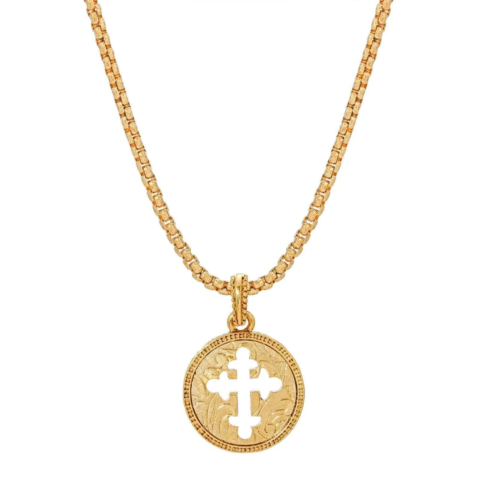 Symbols Of Faith Budded Gold Cross Pendant Necklace 20"