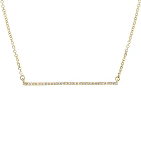 Thin Diamond Bar Necklace in 14k Gold
