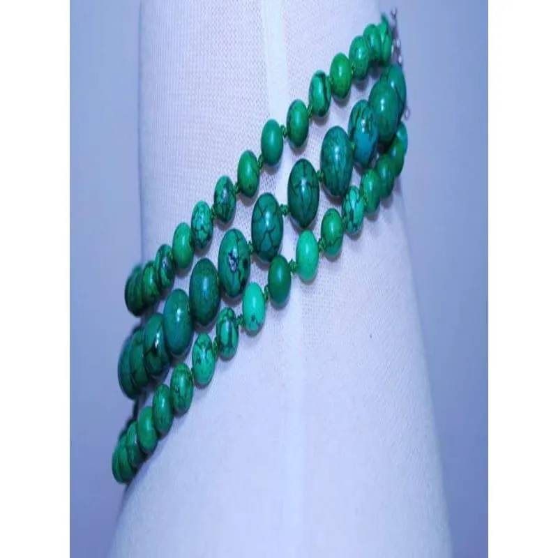 Three Strands Green Turquoise Women's Beaded Necklace