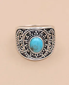 Turquoise and Sterling Silver Beaded Ring