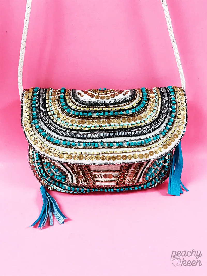 Turquoise Beaded Bag