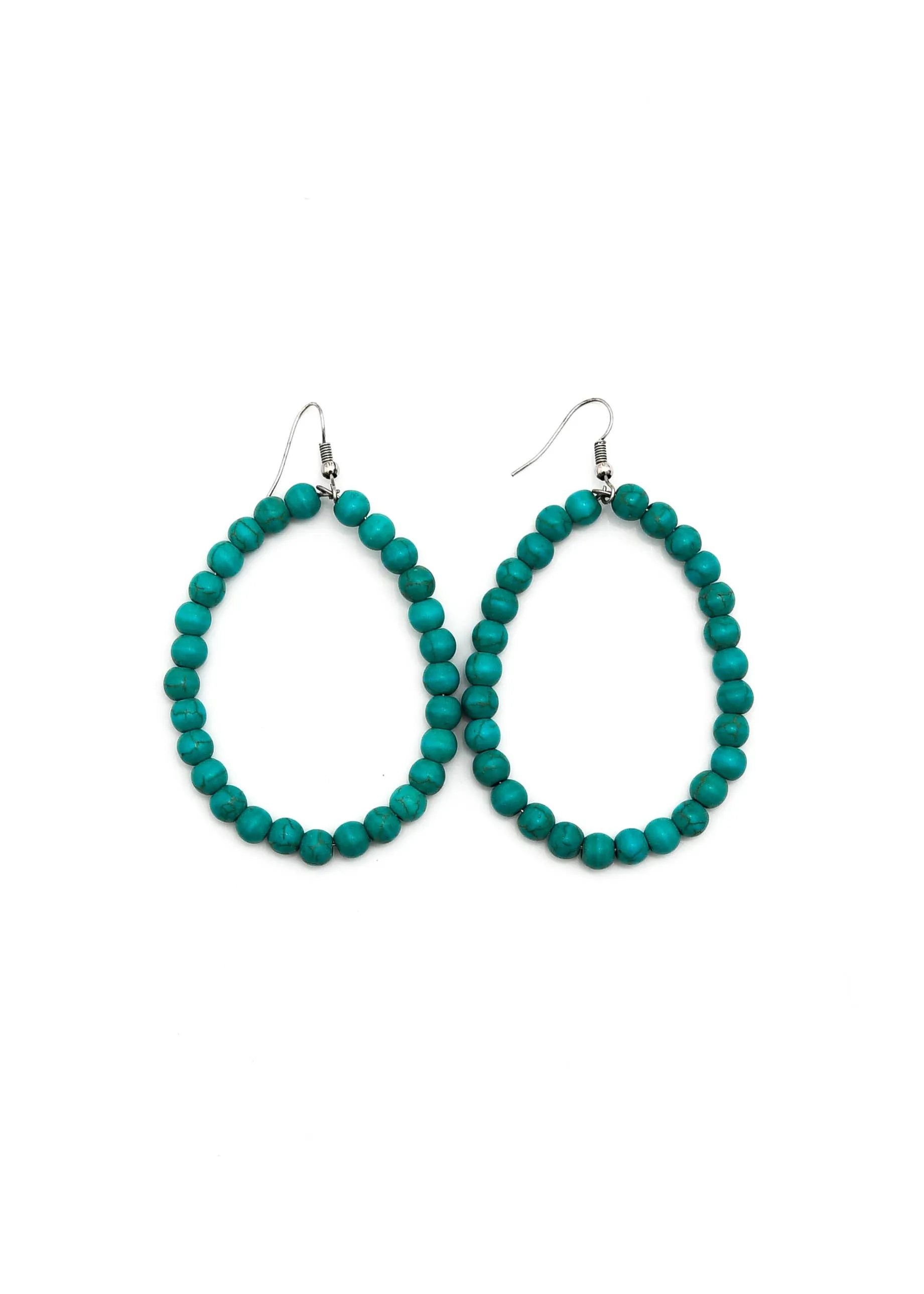 Turquoise Beaded Hoop Earring on Fish Hook Earring
