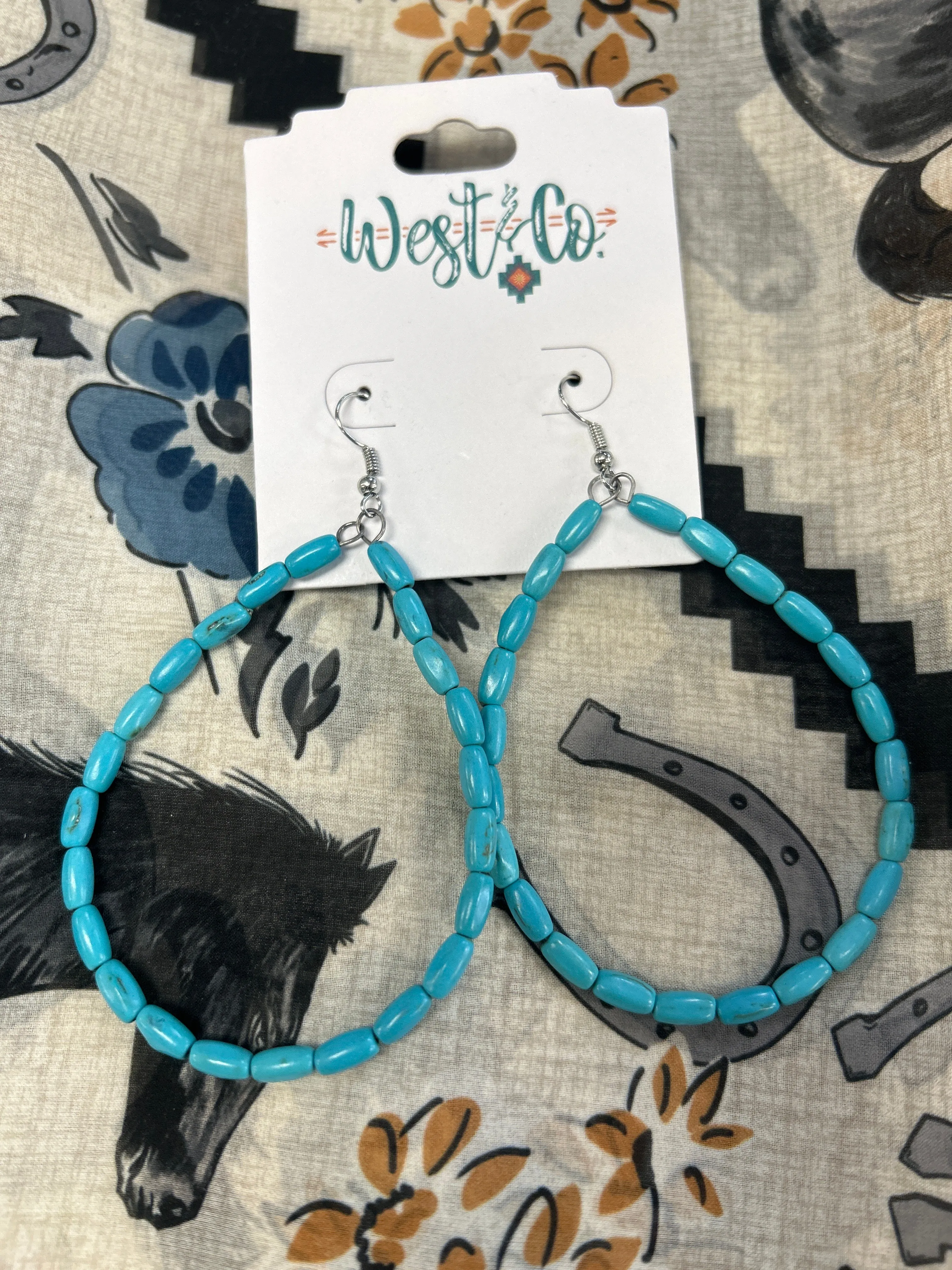 Turquoise Beaded Hoop Earrings