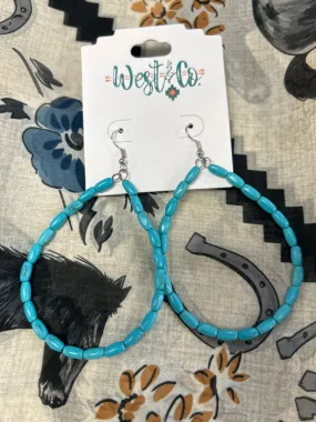Turquoise Beaded Hoop Earrings