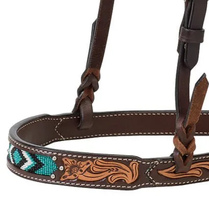 Weaver Turquoise Cross Two Toned Noseband