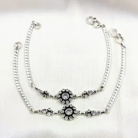White Flower Chain Anklets
