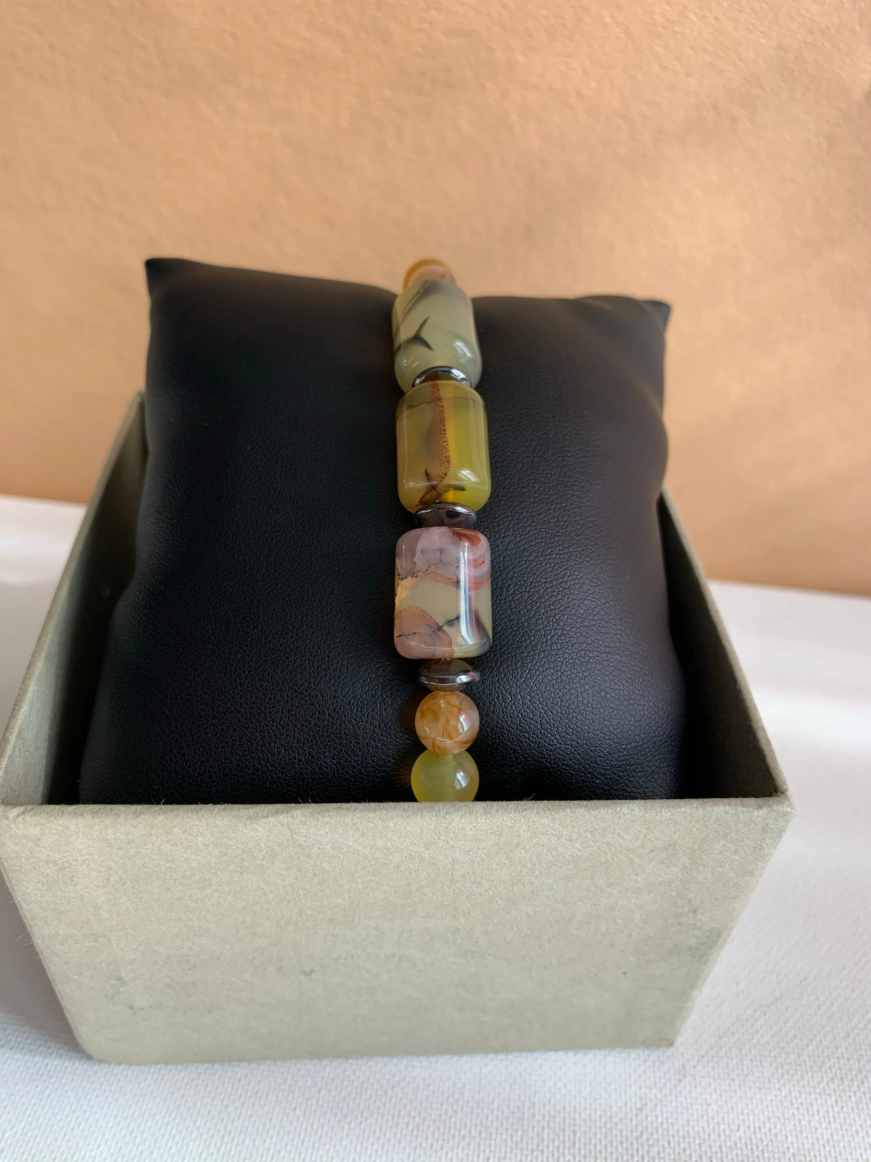 Yellow Agate & Hematite Stone Bracelet