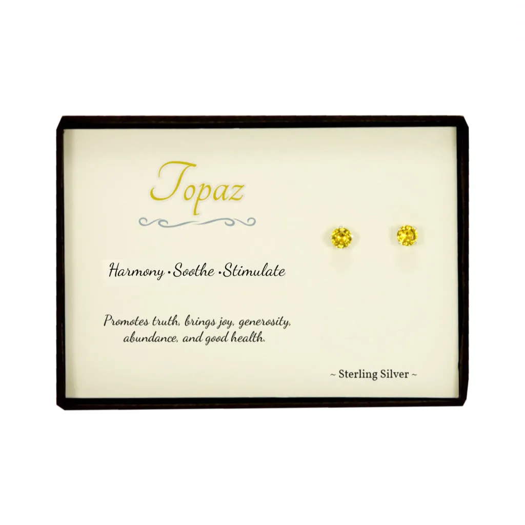 Yellow Topaz Sterling Silver Stud Earrings