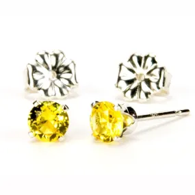 Yellow Topaz Sterling Silver Stud Earrings