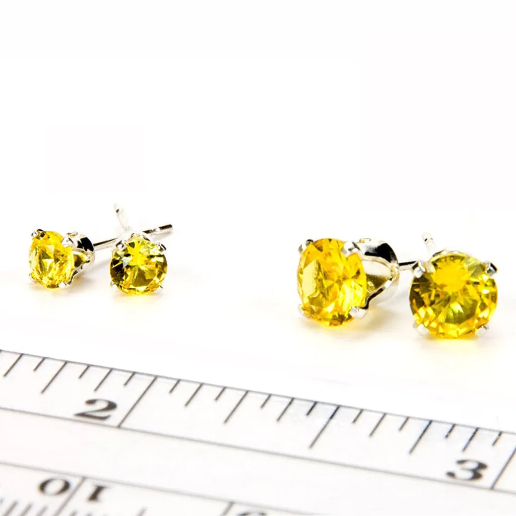 Yellow Topaz Sterling Silver Stud Earrings