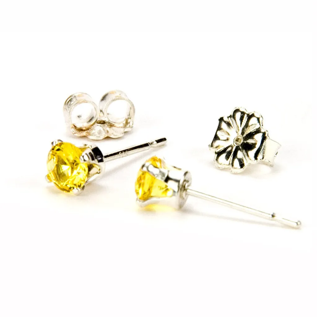Yellow Topaz Sterling Silver Stud Earrings