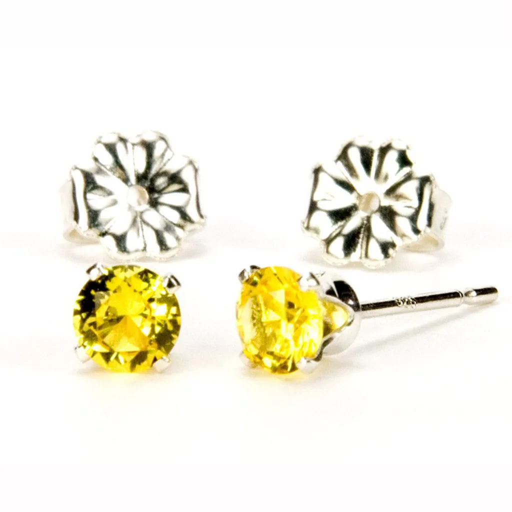 Yellow Topaz Sterling Silver Stud Earrings