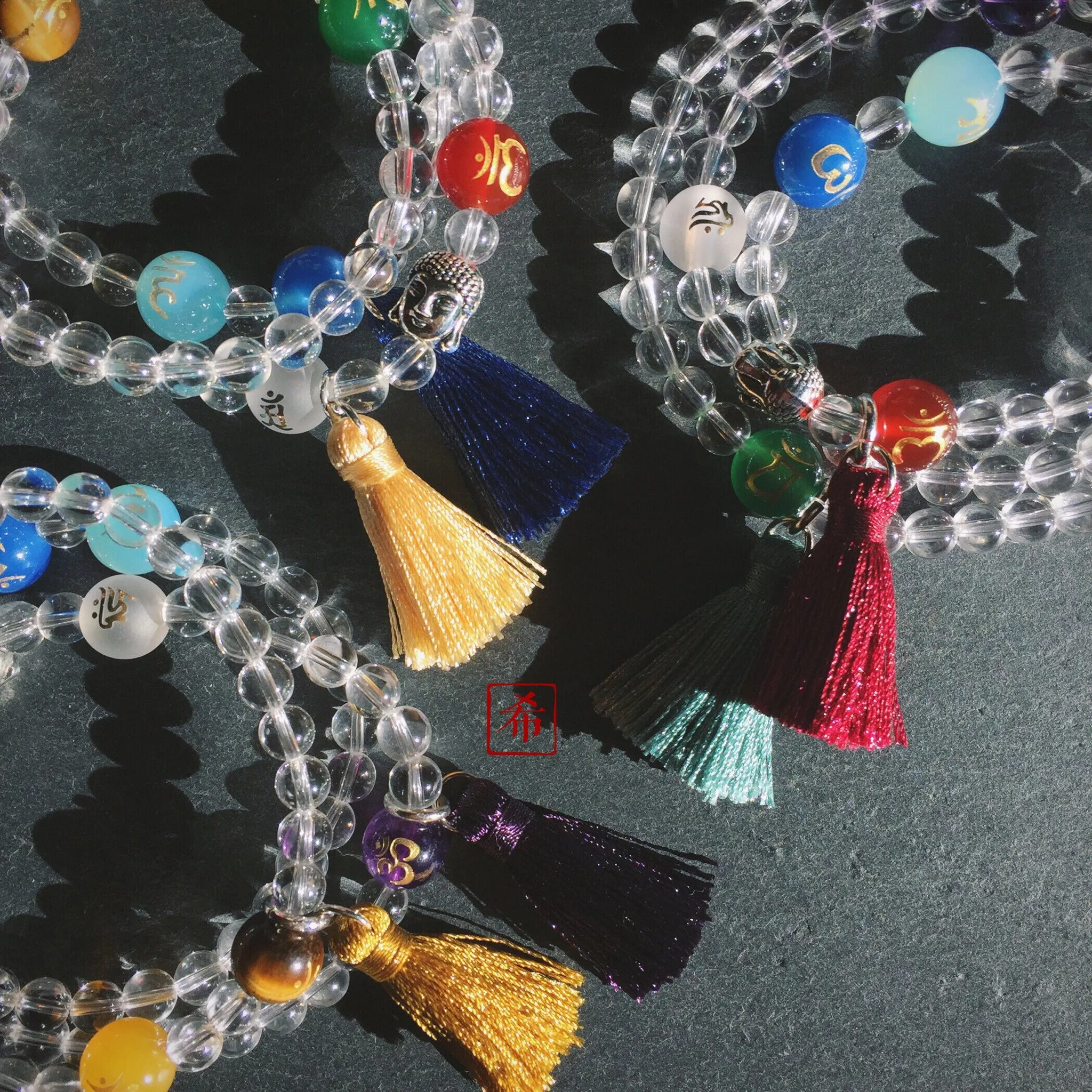 Yoga Energy Flow Chakra Quartz Crystal Bracelet, Buddhist Mala Bracelet