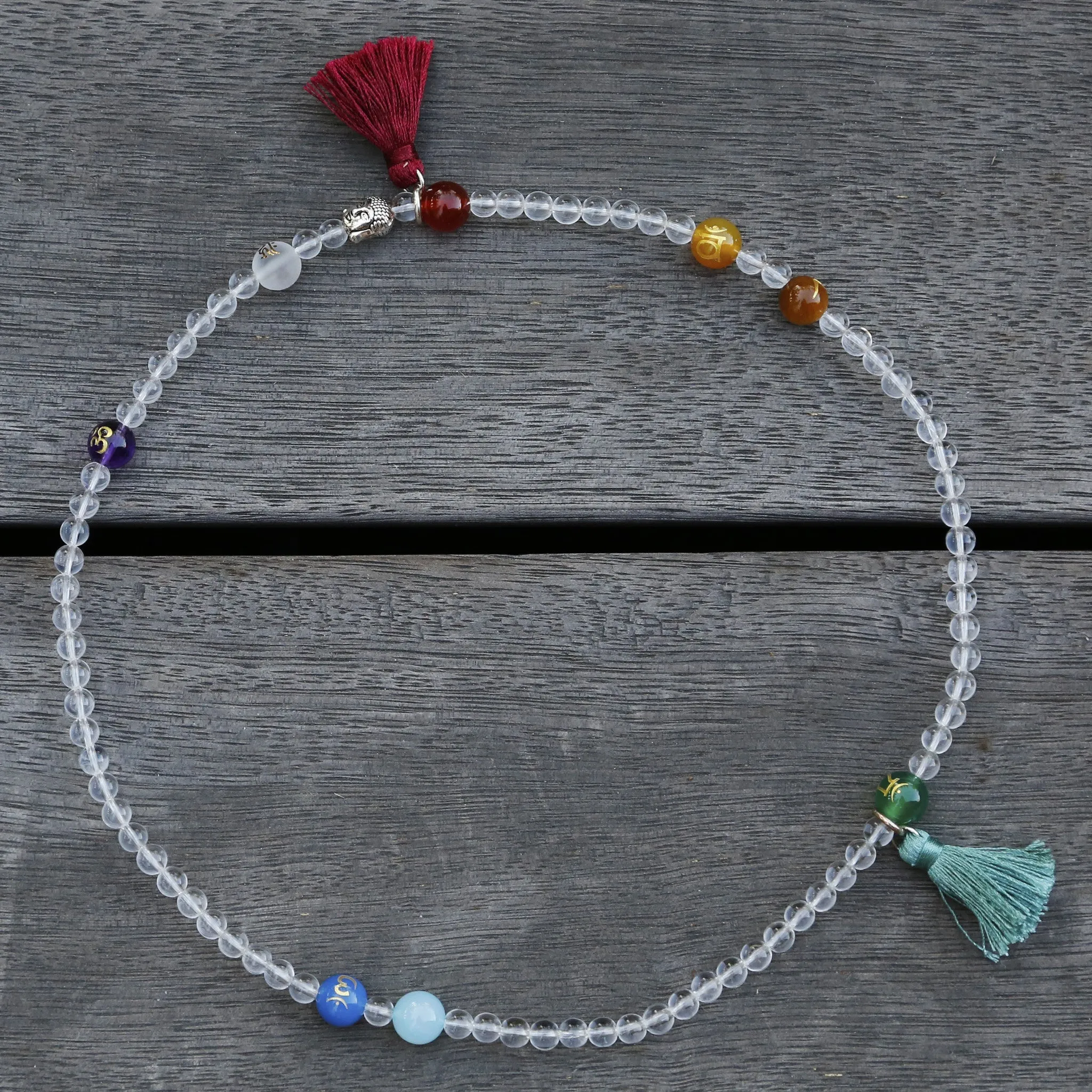 Yoga Energy Flow Chakra Quartz Crystal Bracelet, Buddhist Mala Bracelet