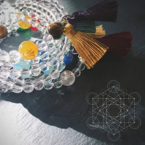 Yoga Energy Flow Chakra Quartz Crystal Bracelet, Buddhist Mala Bracelet