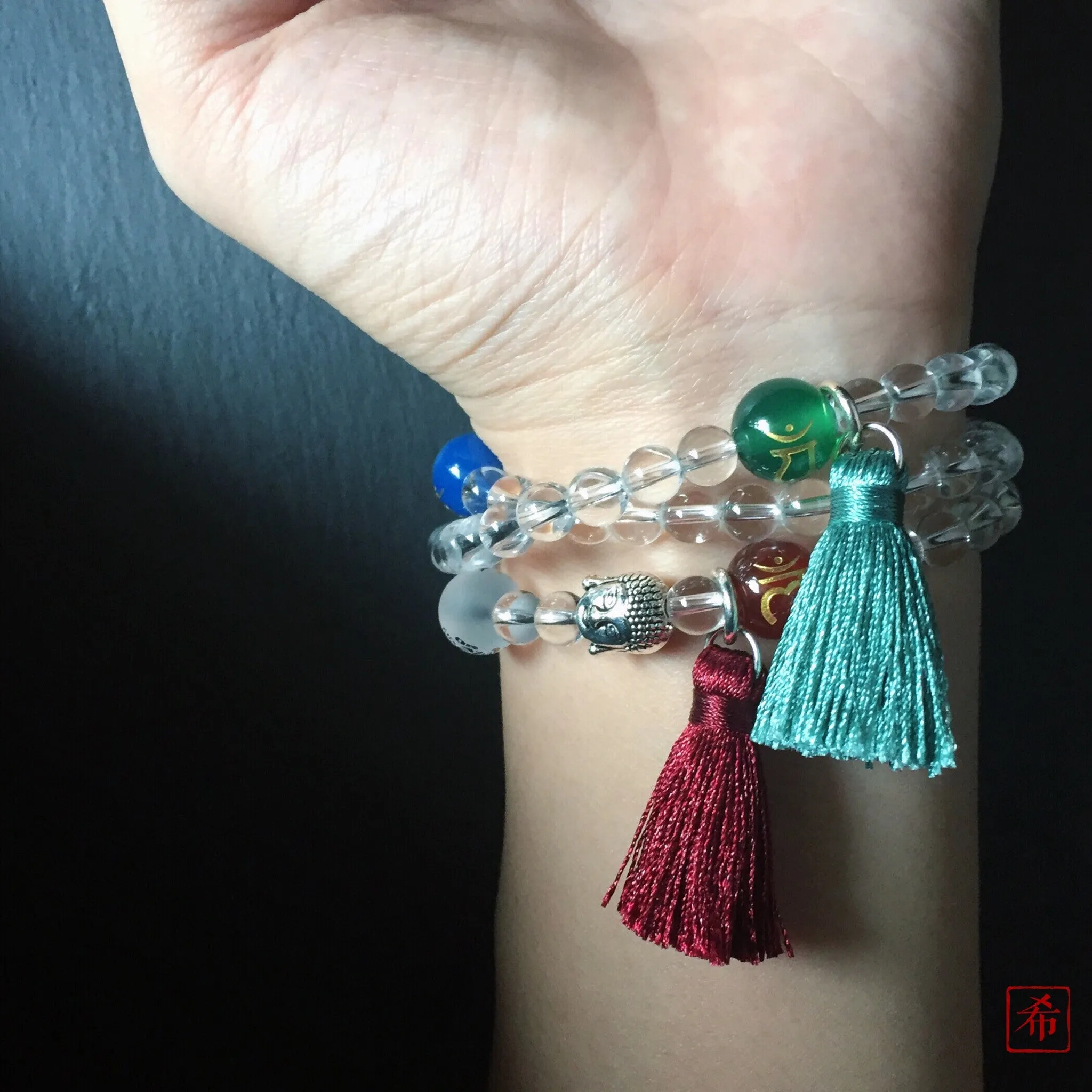 Yoga Energy Flow Chakra Quartz Crystal Bracelet, Buddhist Mala Bracelet