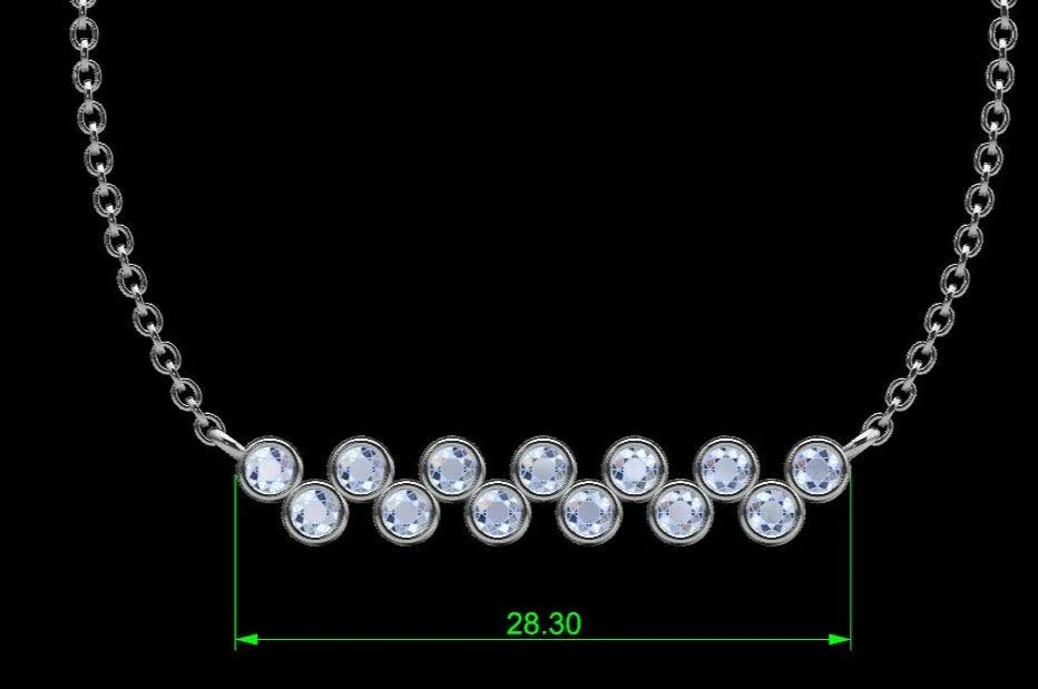 ZIG ZAG ROUND DIAMOND BAR NECKLACE